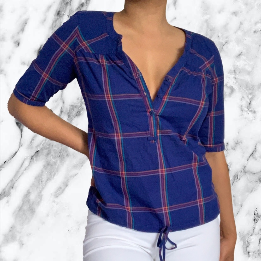 3 for $15 Garage Blue Plaid Shirt
